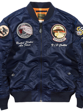 VIP秋季ma1飞行员夹克男士美式复古棒球服大码宽松刺绣工装外套潮