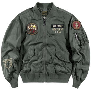 外套 宽松棒球服潮牌工装 VIP美式 复古ma1飞行员夹克男刺绣徽章大码