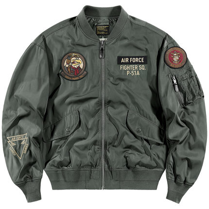 VIP美式复古ma1飞行员夹克男刺绣徽章大码宽松棒球服潮牌工装外套