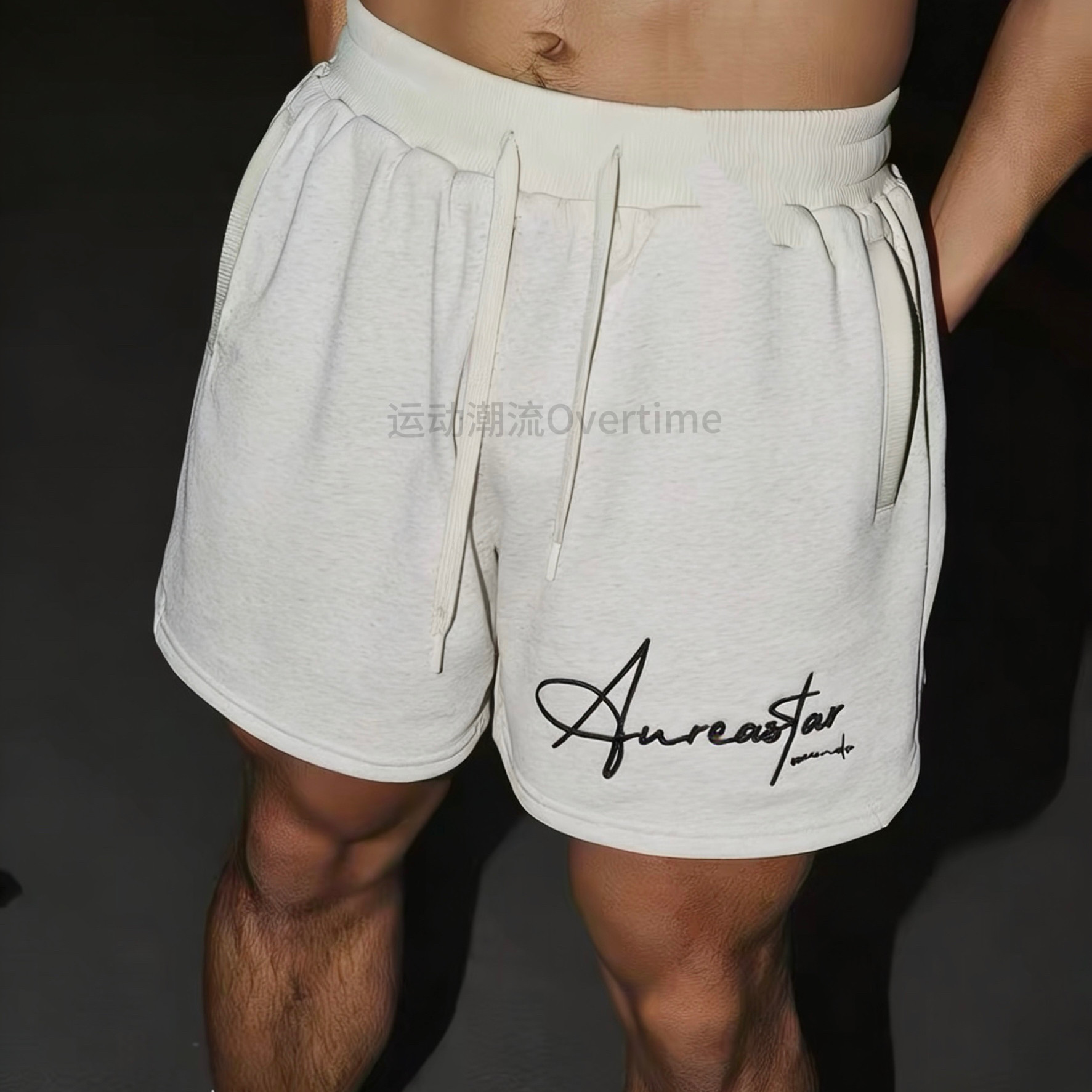 高街刺绣运动短裤男夏季潮流跑步健身四分裤美式休闲宽松篮球裤