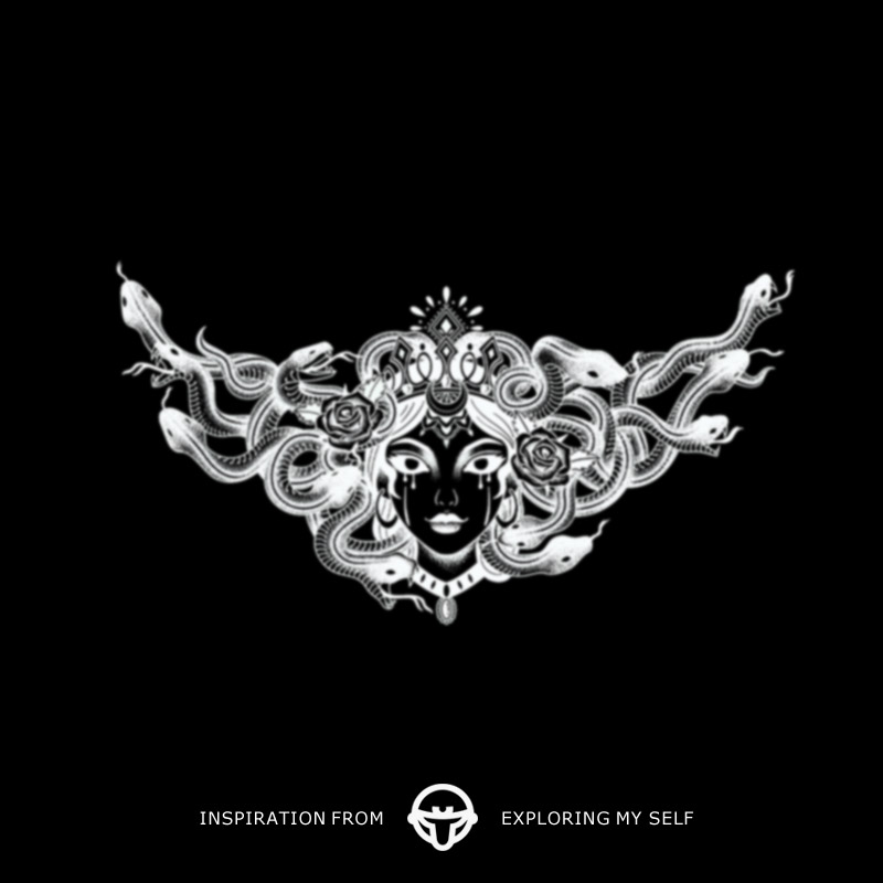 再变 女王美杜莎草本防水持久半永久纹身贴女花胸手臂满背男仿真