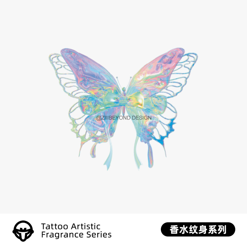 再变 幻彩蝴蝶香水纹身贴女防水演唱会蝴蝶贴纸纹身贴合作款28