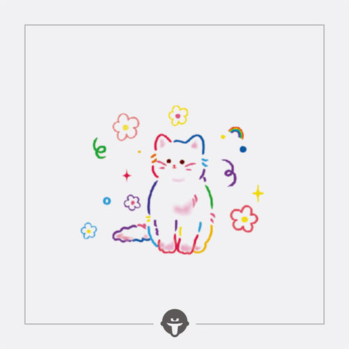 再变彩虹猫彩色个性纹身贴猫咪图