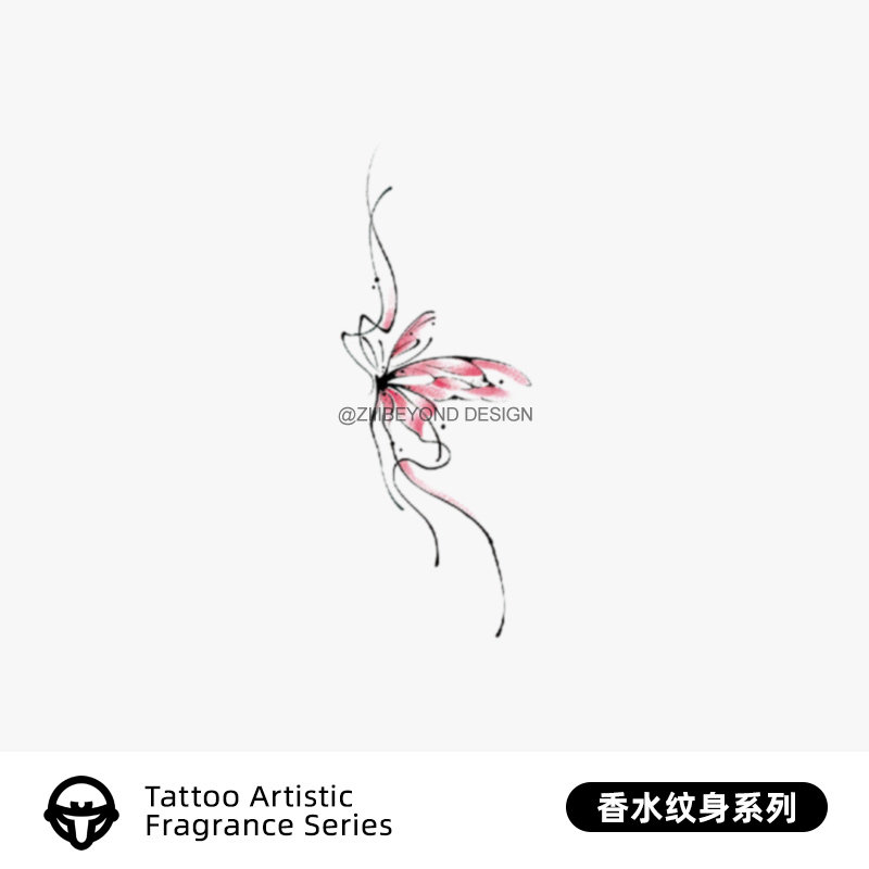 再变 归尘蝶彩色香水纹身贴国风蝴蝶防水锁骨-墨玉刺青联名款18