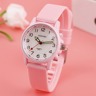 考试专用中小学生手表男女孩儿童电子防水夜光指针表硅胶软表带