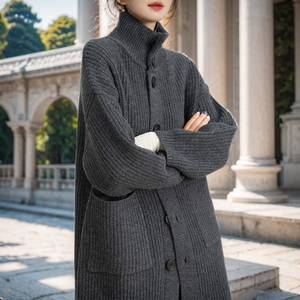 粗线大毛衣外套开衫女加厚中长款