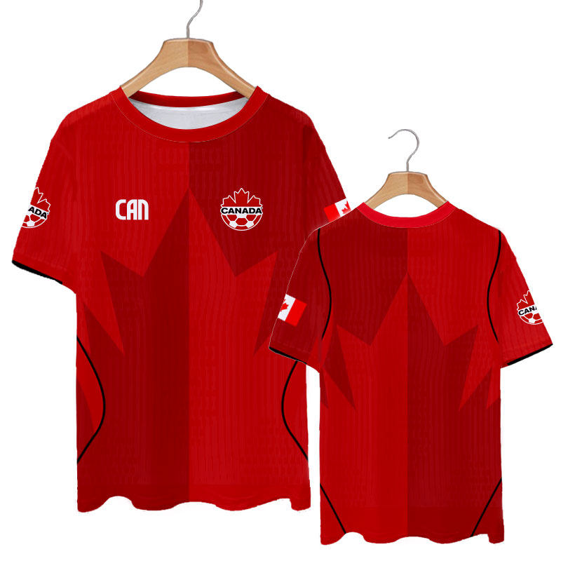 Canadian team uniforms for the 2026 World Cup, player version football clothes, quick-drying short-sleeved T-shirts for men and women, ice silk half-sleeved shirts thumbnail 6