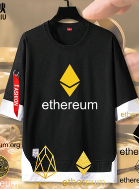 以太坊ethereum区块链eos数字货币极客短袖t恤衫男女五分袖上衣服