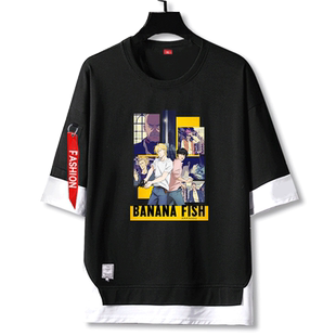 战栗杀机动漫二次元周边BANANA FISH直喷短袖t恤衫男女五分袖衣服