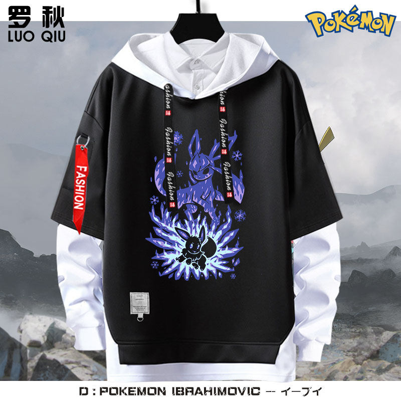 神奇宝贝月亮伊布太阳精灵宝可梦联名连帽卫衣服男女学生外套帽衫
