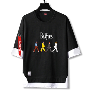 披头士周边甲壳虫The Beatles中袖Nirvana短袖t恤衫男5五分袖衣服
