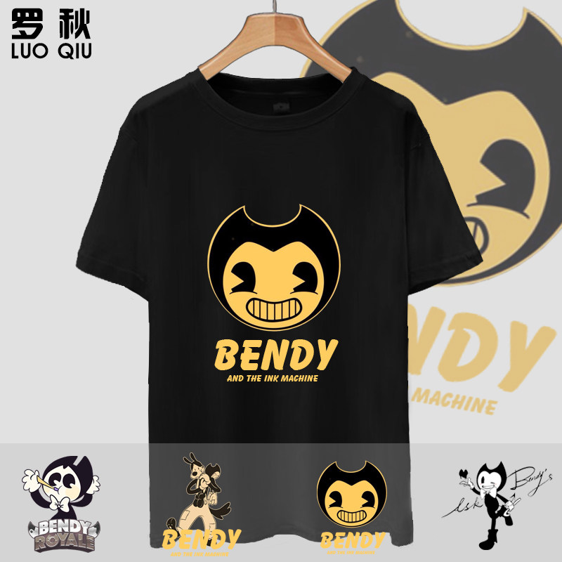 班迪与墨水机器bendy游戏周边纯棉短袖t恤衫男女半袖宽松休闲衣服