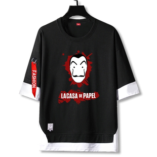 美剧纸钞屋周边t恤短袖男女五分袖La casa de papel直喷衣服中袖