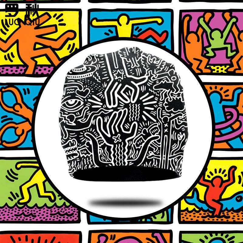 keith haring联名凯斯哈林潮ins涂鸦全幅包头帽男女加绒保暖帽子