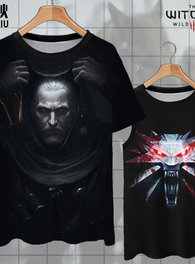 巫师3狂猎The Witcher猎魔人游戏短袖t恤衫男士速干半袖冰丝衣服