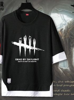 Dead by Daylight黎明杀机游戏周边假两件短袖t恤衫男五分袖衣服