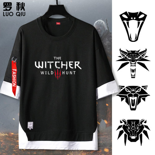 巫师3狂猎杰洛特武士t恤衫假两件