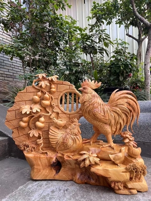 崖柏根雕摆件天然随形实木雕刻木雕五福临门发财树公司酒店玄关送