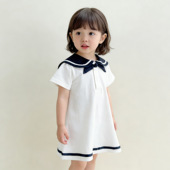 26新款 连衣裙海军领POLO裙子ins风婴童纯棉 短袖 100女宝宝夏季