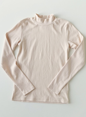 日单LIEN尾货成人女士长袖螺纹T恤打底上衣半高领纯色百搭