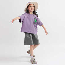 boxboxbox【户外运动】儿童夏季紫色短袖工装运动T恤上衣男女童