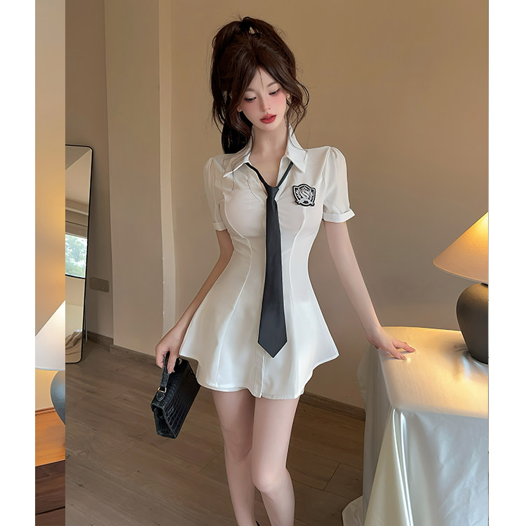 美容SPA会所制服女足浴足道技师收腰翻领短袖白衬衫短裤套装工服