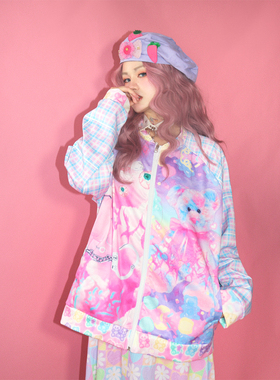 粉黛熊/Y2k棒球服外套女春秋2023秋装新款美式复古风可爱休闲上衣