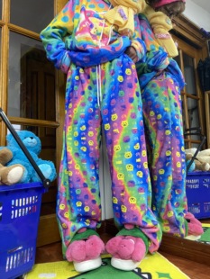 女秋冬宽松加绒长裤 LERROORAINBOW CAT原创y2k猫咪印花休闲裤