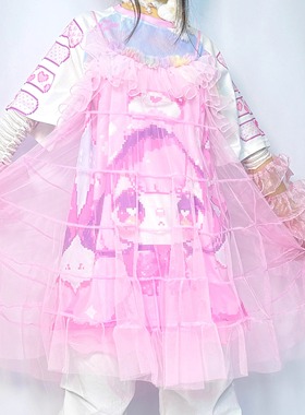 LEERROO原创设计 草莓熊姬美式y2k千禧短袖T恤女小众亚文化穿搭