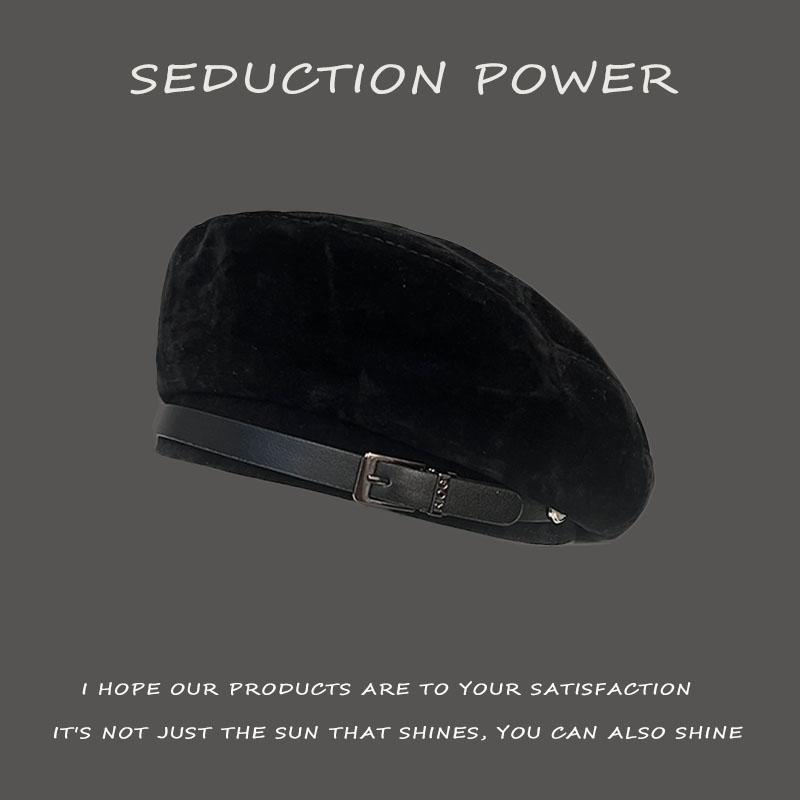 女安哥拉红帽子女复古大头显脸小