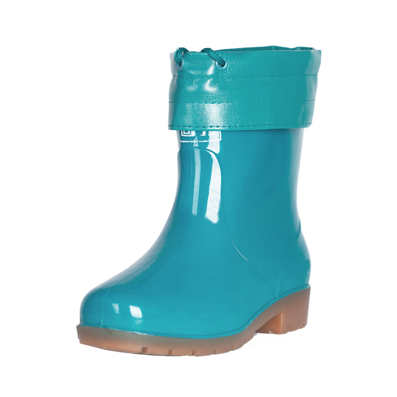 WINTER THICK HIGH BOOTS RAIN BOOTS MEN PLUS COTTON NON-SLIP RAIN BOOTS FEMALE SHORT BARREL RUBBER SHOES WATERPROOF SHOE COVER IN THE TUBE PLUS VELVET SHOES