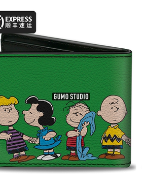 GUMO代购史努比花生漫画查理布朗PEANUTS周边钱包卡夹正版绿色