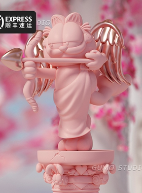 GUMO限量爱神加菲猫POP SUNDAY白色粉色花园罗曼蒂克潮玩玩具公仔