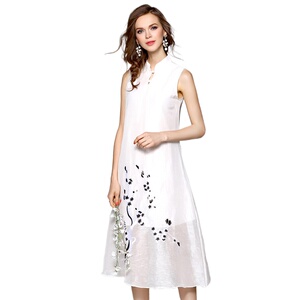 奈昕让您穿着好看个性化私人订制 115629 new dress立领拼接绣花