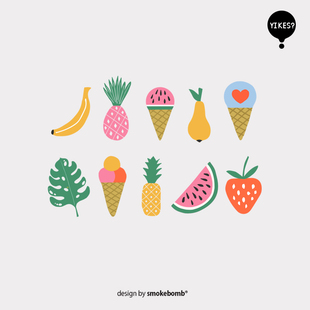 smokebomblab kids 夏日summer西瓜饮料冰激凌组合纹身贴纸