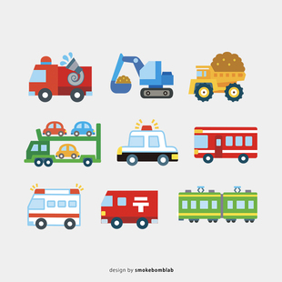 smokebomblab 卡车吊车交通集合特种车挖掘机男孩纹身贴纸 kids