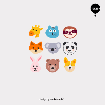 smokebomblab kids儿童 呆萌动物头像 鲸鱼火烈鸟海洋纹身贴纸