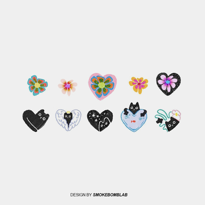 smokebomblab可爱少女爱心猫猫ins炫彩渐变 防水纹身贴纸
