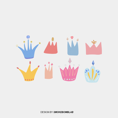 smokebomblab kids 女孩仙女棒少女可爱宝石皇冠安全纹身贴纸