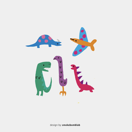 smokebomblab kids 儿童创意纹身贴 涂鸦小恐龙组合 逗趣可爱