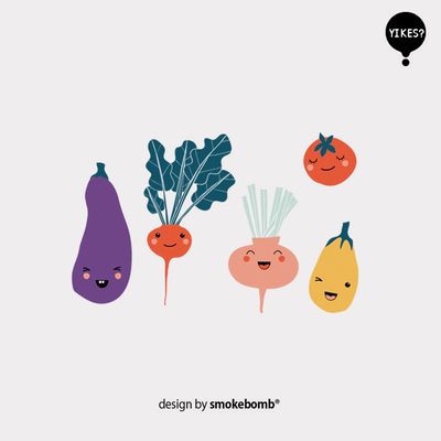 smokebomblab kids 胡萝卜 好好吃菜 茄子西红柿 纹身贴纸