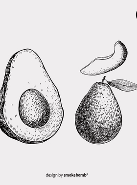 smokebomb lab 创意防水纹身贴 牛油果之恋Avocado 写实素描