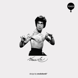 smokebomblab kids 艺术家系列 Bruce Lee 头像 纹身贴纸