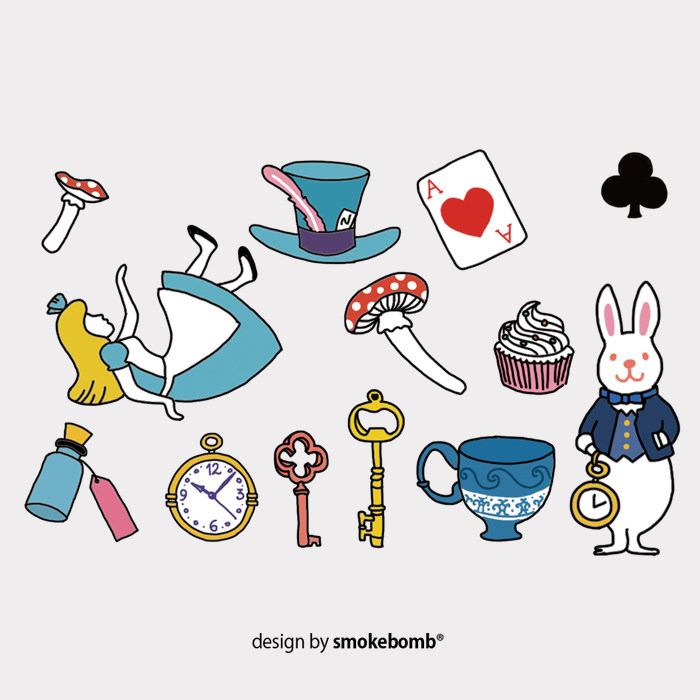 smokebomblab创意纹身贴纸 爱丽丝梦游仙境系列 alice 兔子扑克