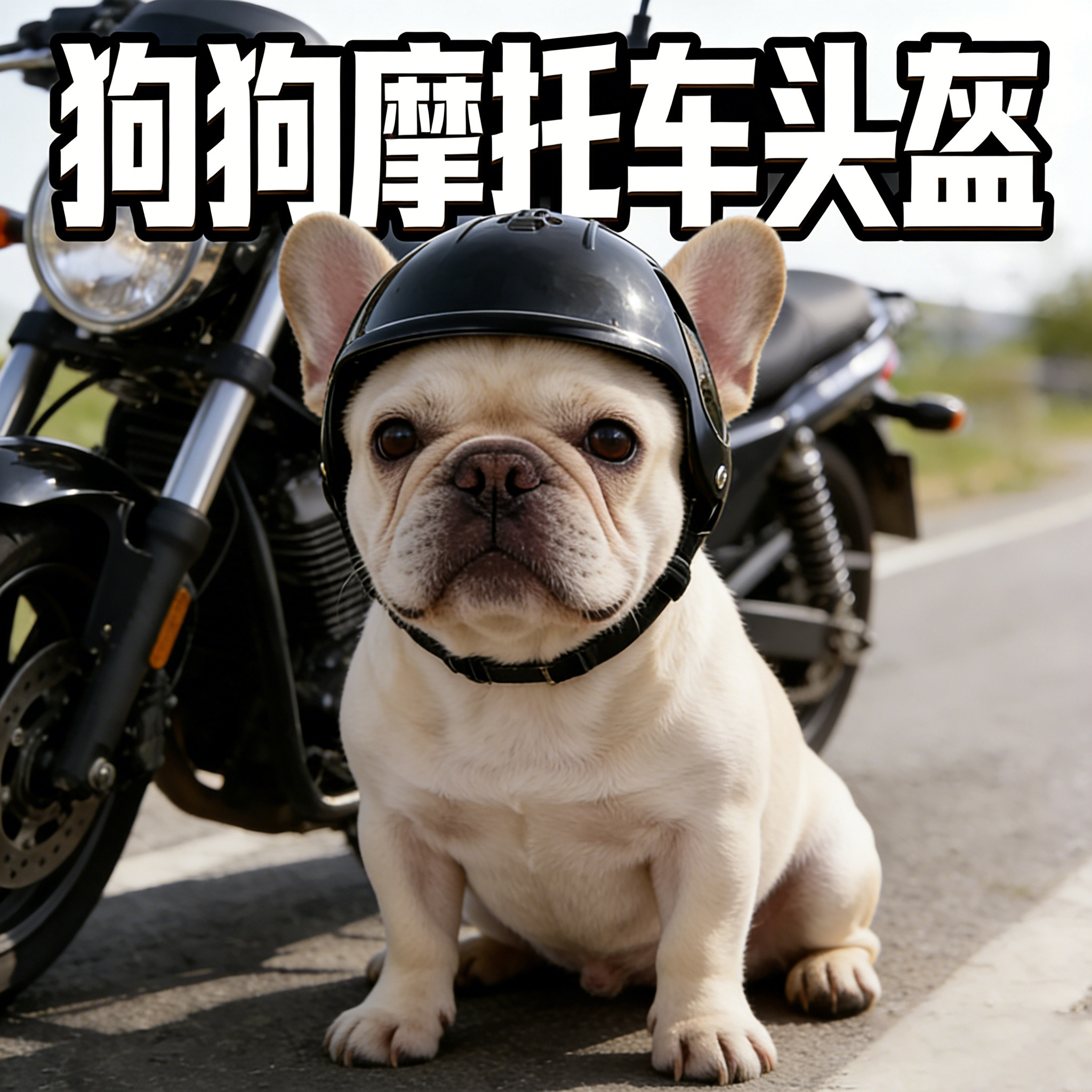 法斗犬专用狗狗摩托车头盔小型犬骑行小狗帽子安全帽机车宠物眼镜
