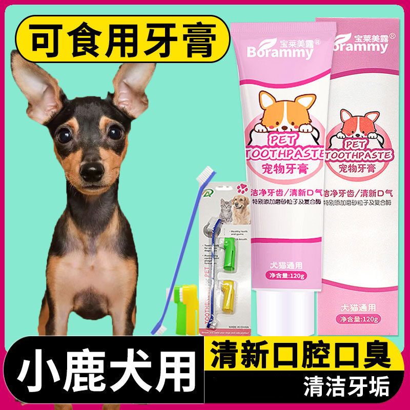 小鹿犬专用狗狗牙刷牙膏套装口臭可食用幼犬小狗牙结石小型犬