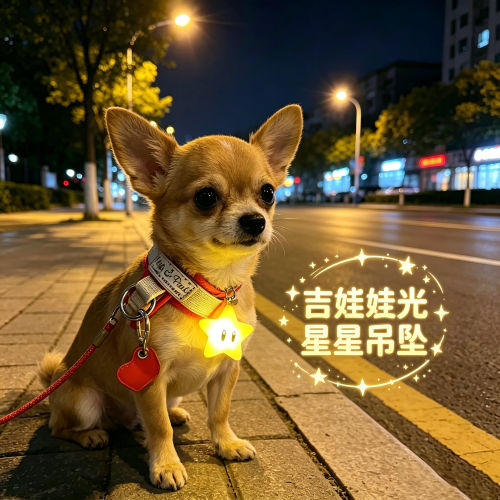 吉娃娃专用狗狗夜间发光吊坠项圈夜晚发光灯防走失遛狗夜行灯神器