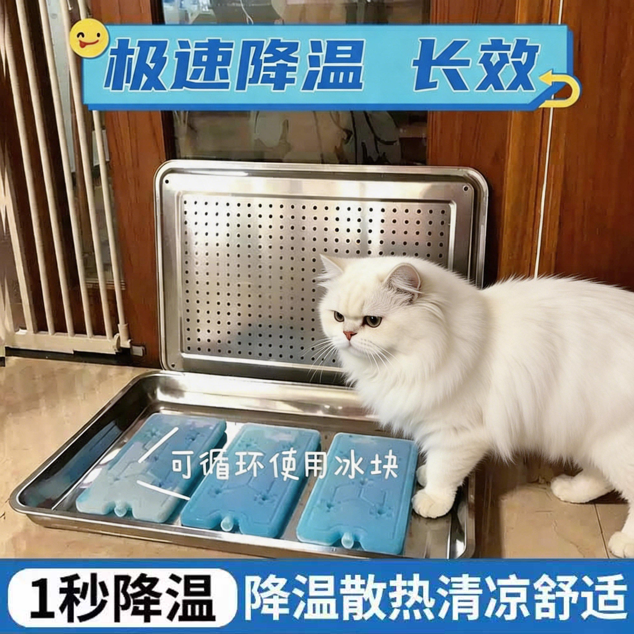 波斯猫专用猫咪凉感不锈钢猫窝猫夏天降温神器盆夏季铝盆冰床耐磨