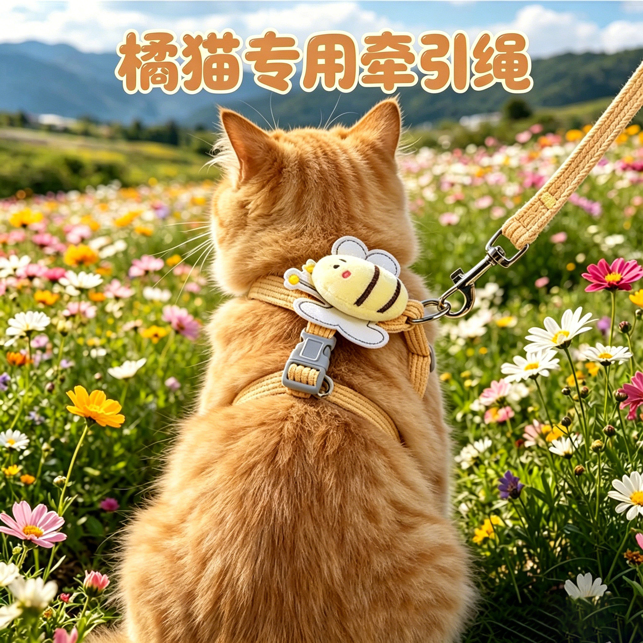 橘猫专用猫咪牵引绳小猫超小号外出胸背幼猫背心式链子出行胸背