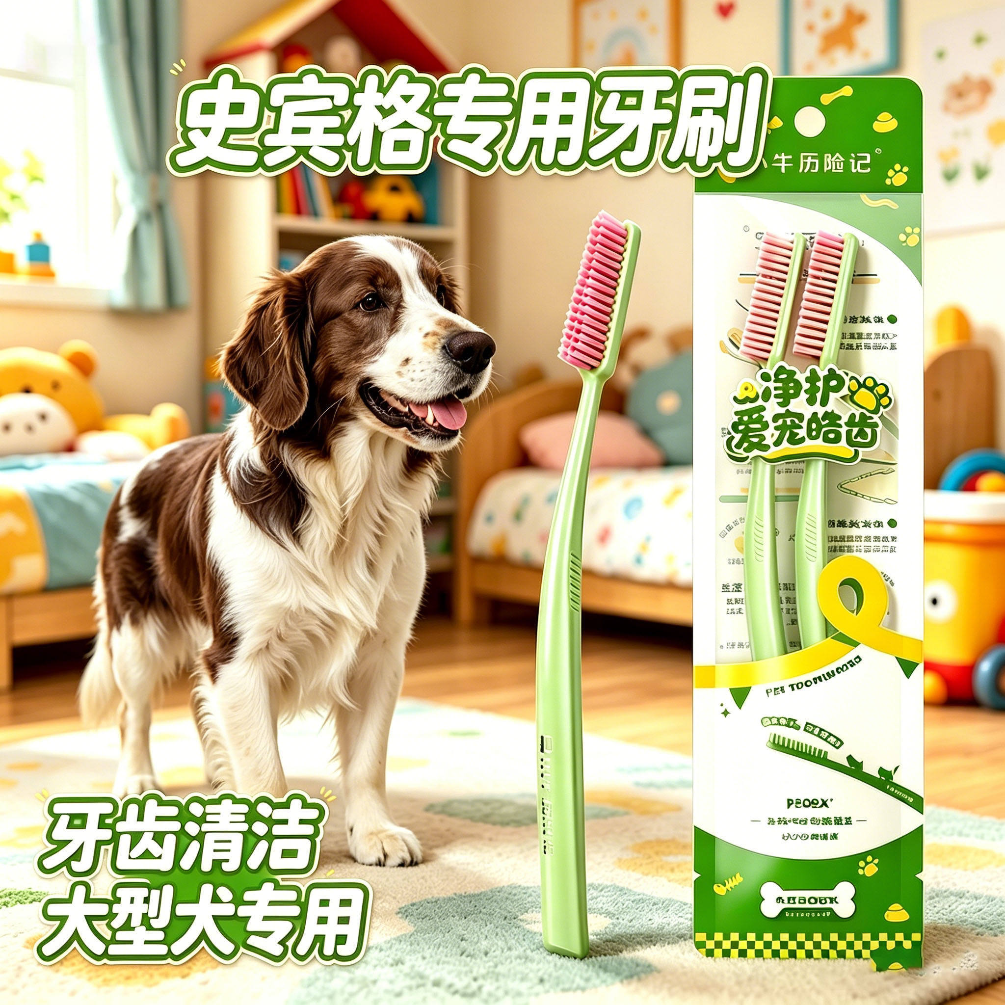 史宾格专用狗狗牙刷牙膏狗宠物去牙结石小狗神器套装大型犬去口臭